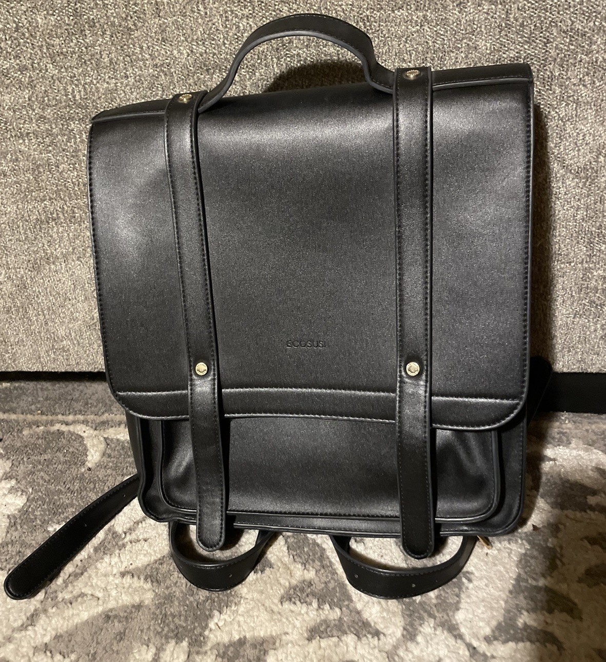 ECOSUSI Vegan Leather 14" Laptop Backpack Black