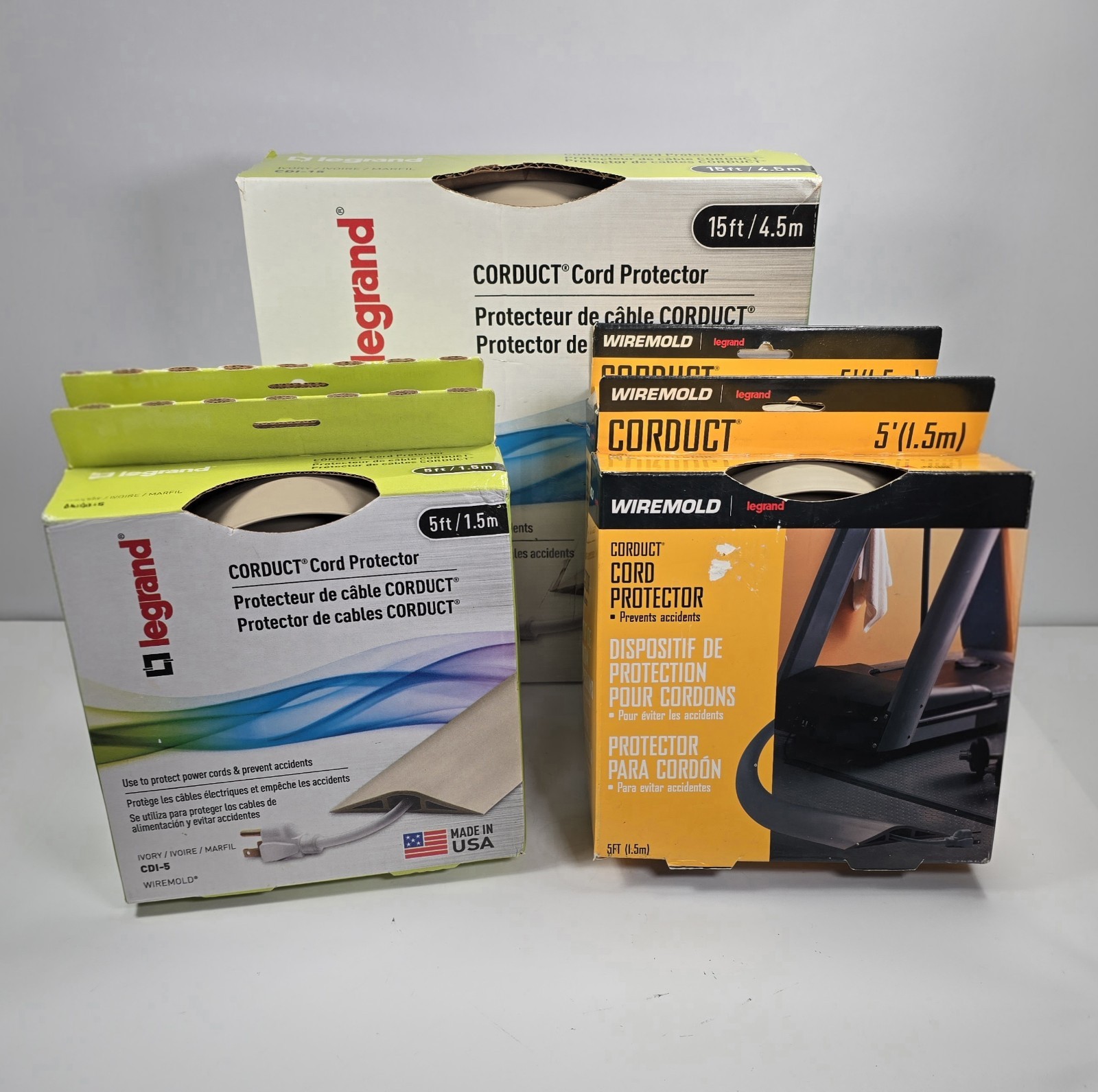 Legrand Wiremold Corduct Floor Cord Protector Lot 35ft Total Ivory CDI-15 CDI-5