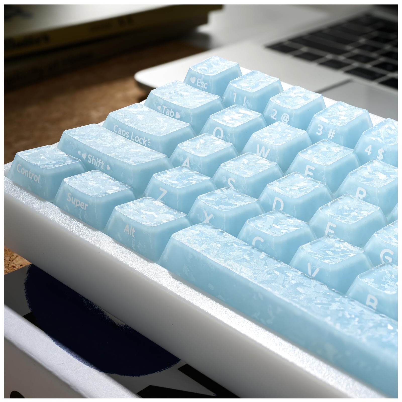 126 Keys XVX Blue Frost Jelly Keycaps Forged CarbonLook Cherry Profile MX