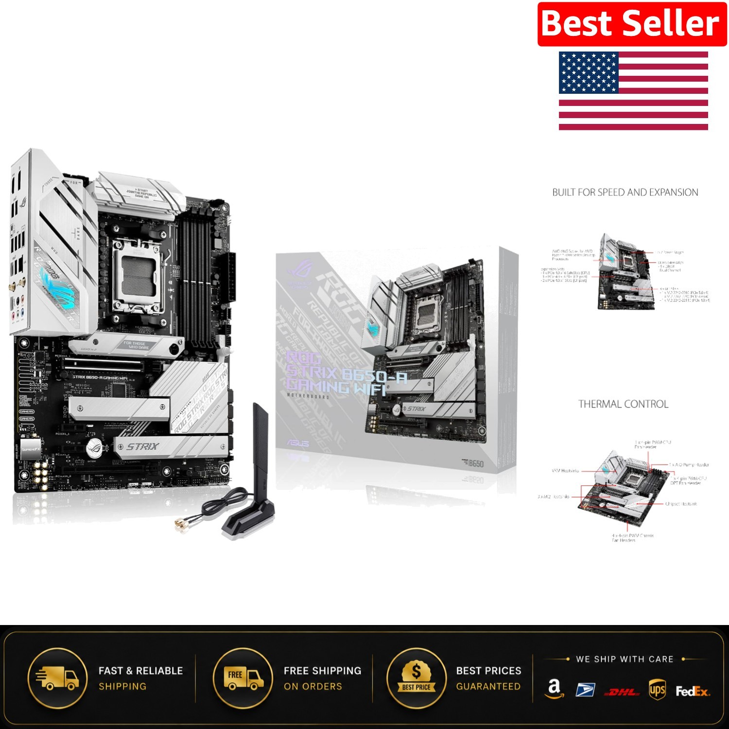 High-Performance ROG Strix B650-A Gaming Motherboard, 12+2 Power Stages & RGB