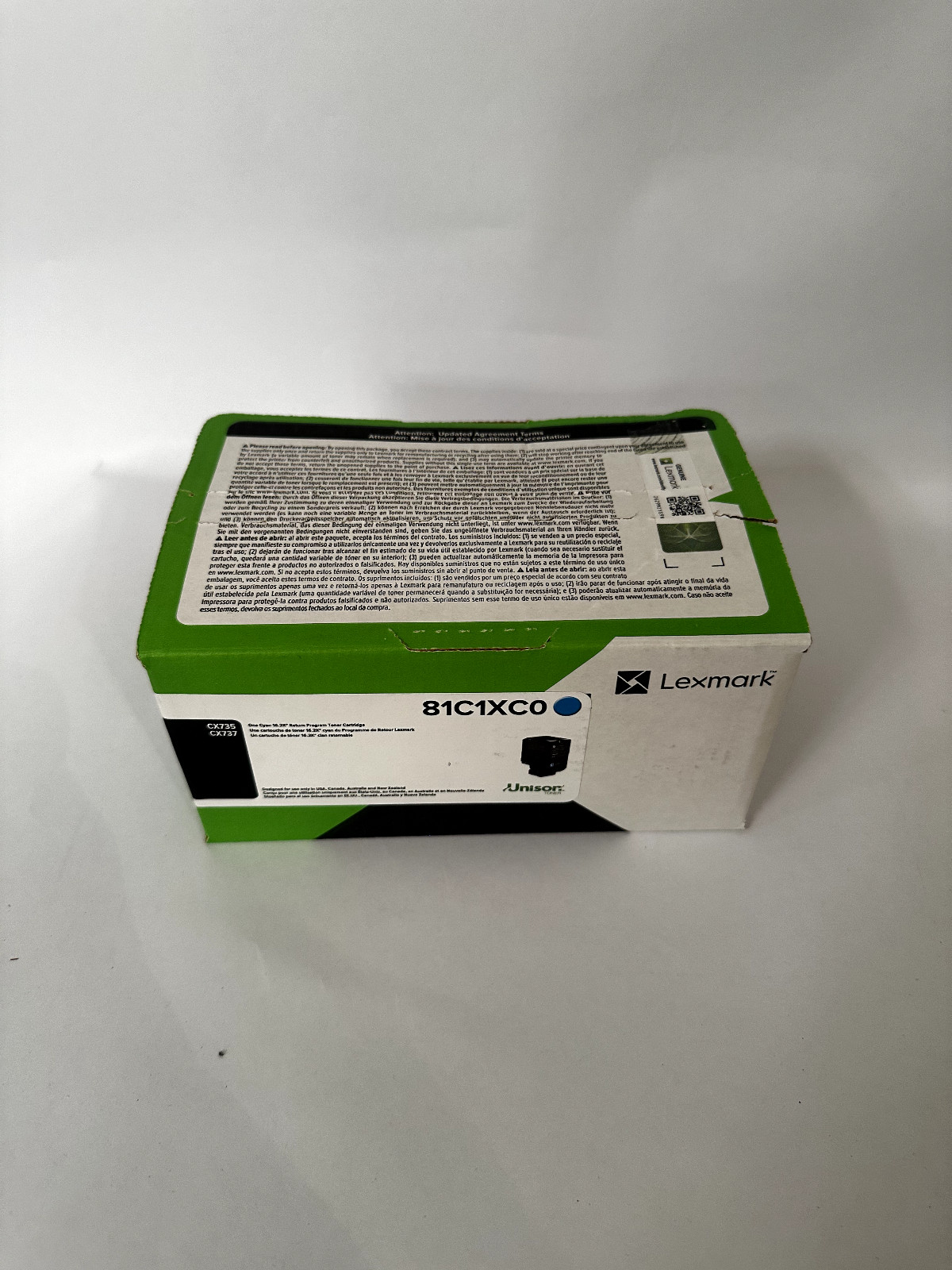 Lexmark 81M1XC0 Cyan Broken Seal Extra High Yield Return Program Toner Cartridge