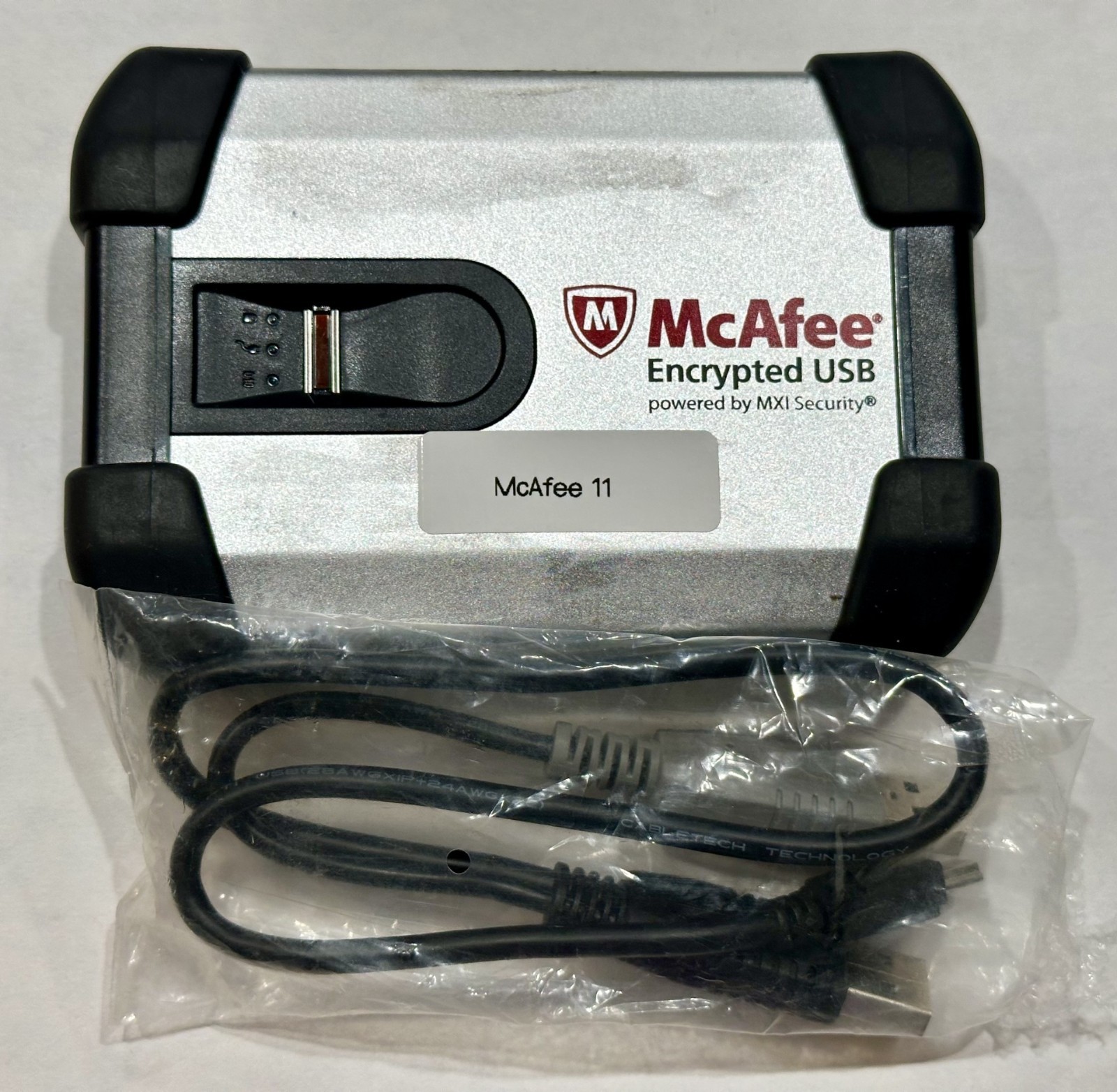 McAfee 250GB Encrypted USB Hard Drive w/Fingerprint | Not Enrolled | Ready
