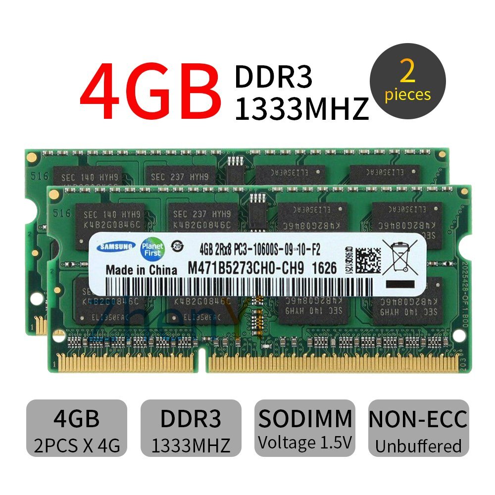 For Samsung 8GB 2x 4GB / 2GB PC3-10600S DDR3 1333mhz SODIMM Laptop ram New LOT