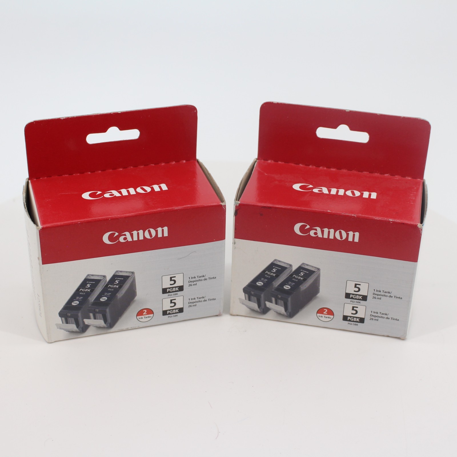 Lot of 4 Genuine Canon 5 PGBK Black Ink Cartridge (2-Pack) New In Box Sealed