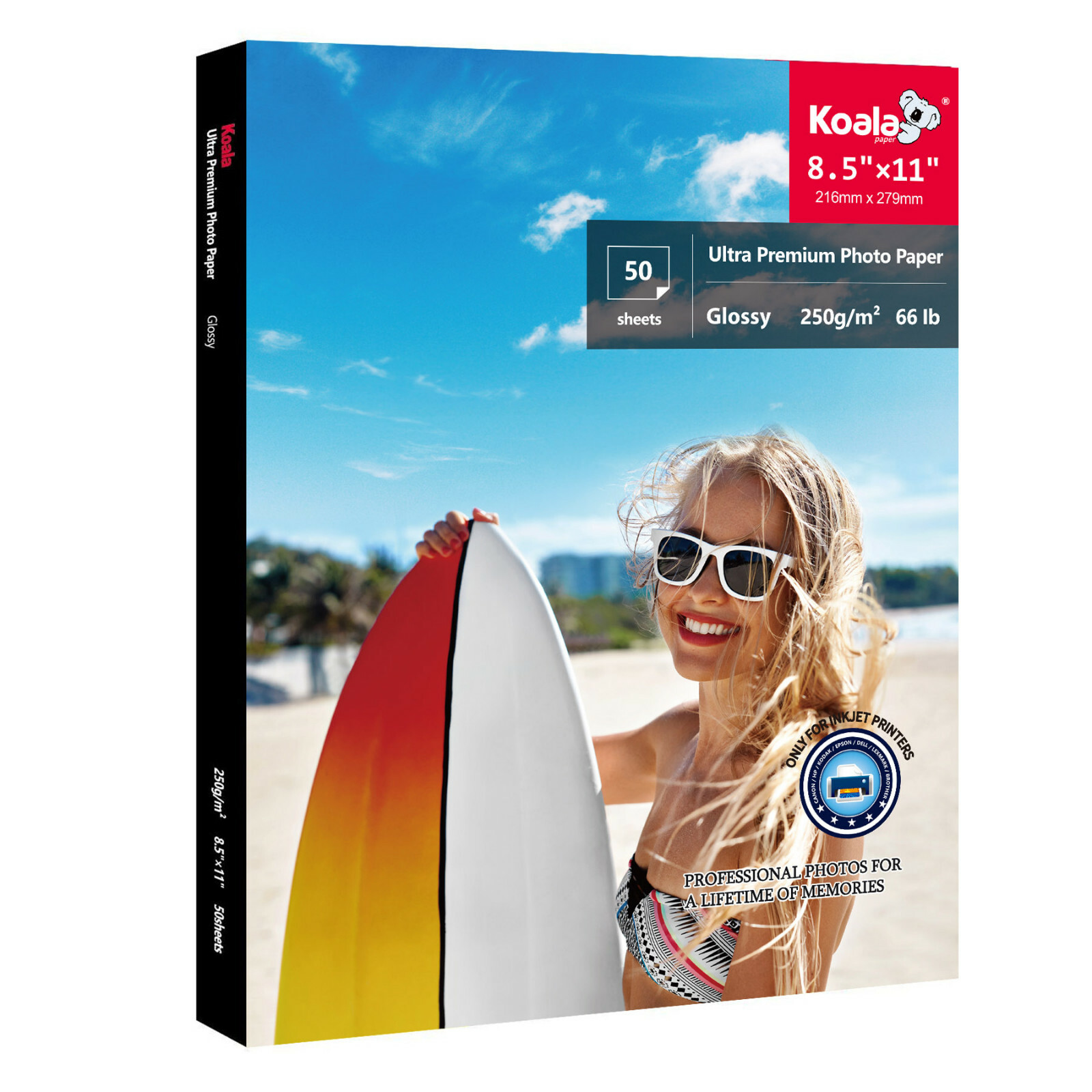 Koala Ultra Premium Photo Paper 8.5x11 Glossy 66 lb for Inkjet Printer Epson HP