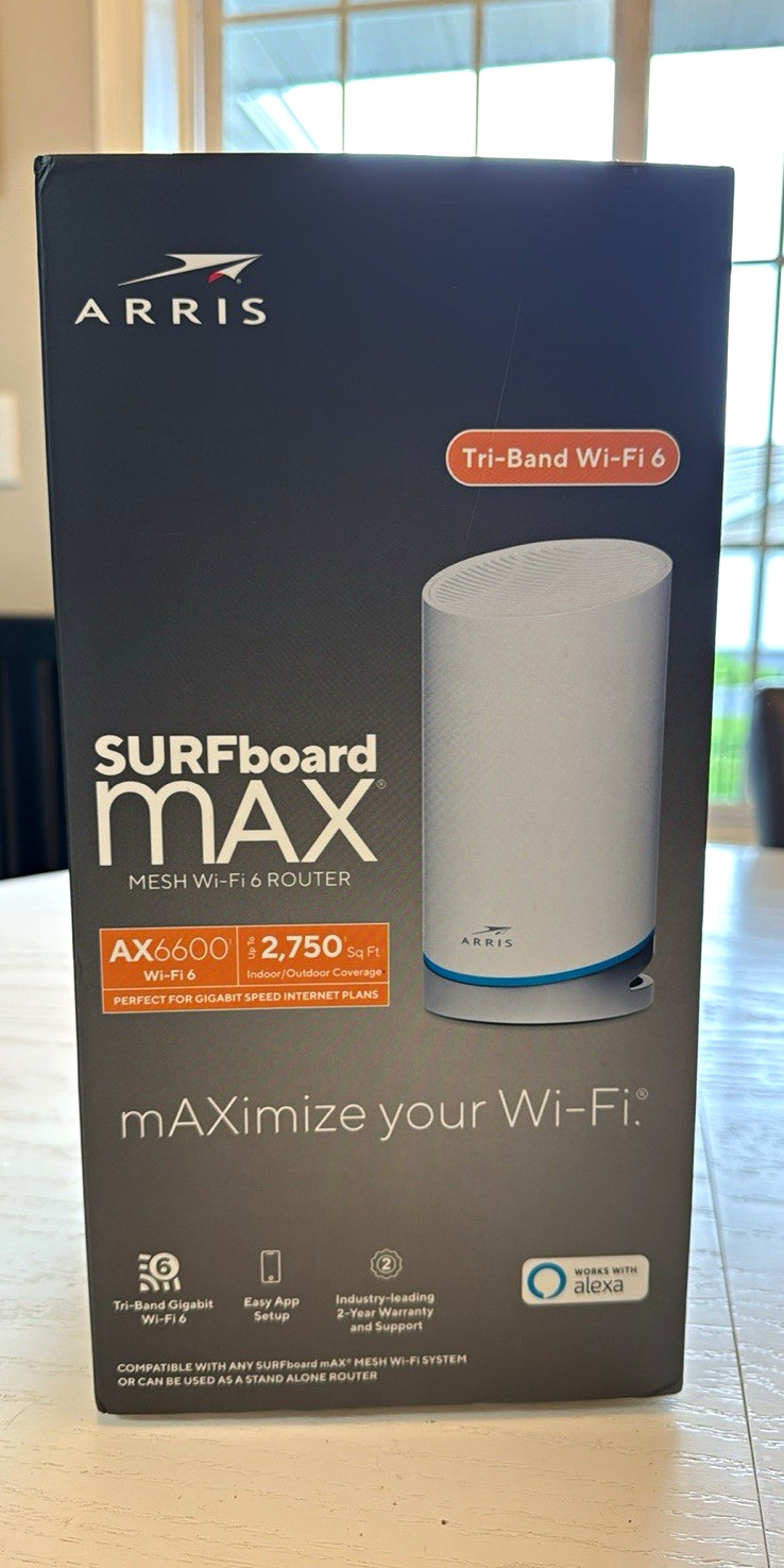 ARRIS SURFboard mAX W21 Tri-Band Wi-Fi 6 Mesh Router AX6600 White