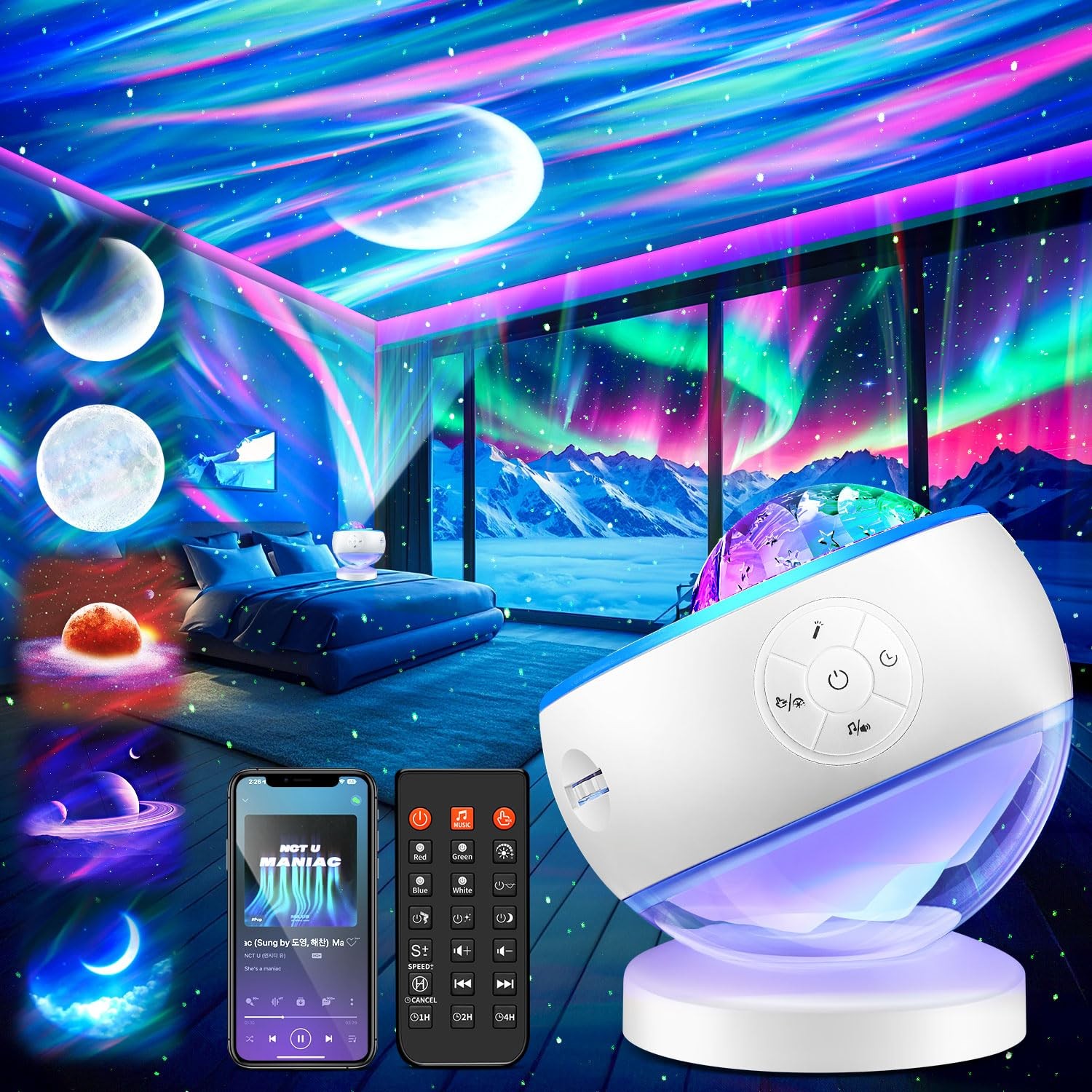 Iceberg Northern Lights Projector, 5.12 x x 5.24 inches, Multicolor
