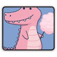 Pink Dinosaur with Cotton Candy Gaming Mouse Pad | Cute Kawaii Desk Mat picture
