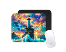 Colorful Lighthouse Coastal Scene Desk Mat Non-Slip Gaming Mouse Pad picture