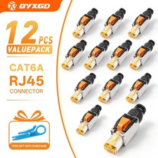 12PCS Cat6A Shielded RJ45 Field Termination Plug No Crimp Tool-Free 10Gbps STP picture