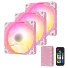 Elegant 3-Pack Pink 120mm ARGB PC Case Fans for Optimal Cooling and Aesthetics picture