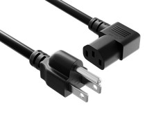 15ft NEMA 5-15P to C13 Right Angle Universal Power Cord, 18 AWG SVT, 10A/125V... picture