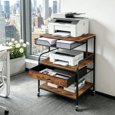 23.6''x18.9'' Large Printer Stand with Drawer, 3 Tier Printer Table with Wheels picture
