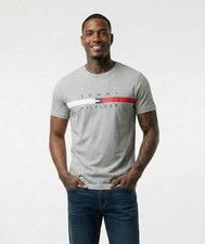 Tommy Hilfiger Mens Flag Stripe T-Shirt B10 Grey Heather 78J4997 050 picture