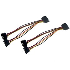 20 CM 15 Pin Male to Dual Female SATA Down Angle Connectors Power Cable for H... picture
