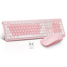 Pink UltraSlim FullSize Silent 2.4G Wireless Keyboard & Optical Mouse Set picture