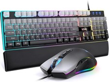 K10 RGB Gaming Keyboard & Mouse Combo with Soft Leather Wrist Rest - 104 Keys picture