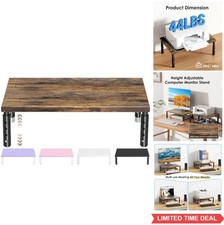 Adjustable Wood Monitor Stand Riser 4 Height Levels 44 lb Capacity Brown Desk picture