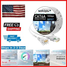 Durable Cat6a Ethernet Cable 50ft - Direct Burial Waterproof & Weather Resistant picture