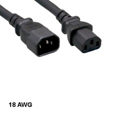 10x 3ft Black Standard Power Extension Cord IEC-60320 C13 to C14 18AWG 10A/250V picture