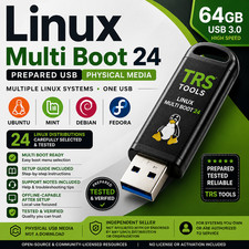 Linux Multi Boot Prepared USB 64GB Ubuntu Mint Debian Fedora picture