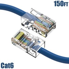 150FT Cat6 RJ45 Ethernet LAN Network Non-Boot Cable UTP Copper Wire 24AWG Blue picture
