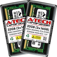 A-Tech 32GB 2x 16GB PC4-21300 Laptop SODIMM 260-Pin DDR4 2666 MHz Memory RAM Kit picture