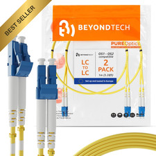 LC to LC Fiber Patch Cable 1m 3.28ft 2 Pack UPC Single Mode Duplex OS1 OS2 picture