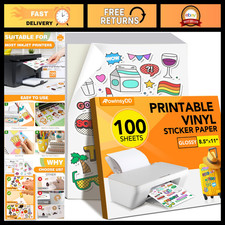 100 PCS Glossy Printable Vinyl Sticker Paper - Craft, Label & DIY Projects picture