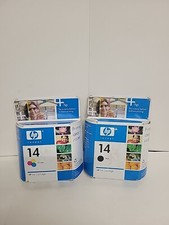 2pk Genuine HP 14 Black & Tricolor Ink Cartridges NEW SEAL  EXP 2007 picture
