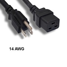 [Lot10] 10Ft Black Power Cord NEMA5-15P to IEC-60320 C19 14AWG 15A/125V SJT Serv picture
