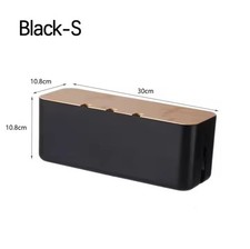 Bamboo Cable Management Box Wire Organizer Power Strip Cord Storage Box picture