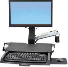 Ergotron Styleview Sit-Stand Combo System with Worksurface, Polished Aluminum/Bl picture