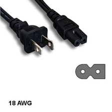 [Lot10] 10Ft Polarized 2 Pin Power Cord NEMA1-15P to IEC-60320 C7 18AWG 10A/125V picture