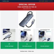 BENFEI 4-Port USB 3.0 Hub USB-A Splitter Aluminum Gray picture