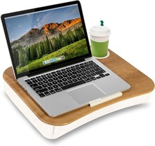 Cup Holder Lap Desk with Device Ledge - White Oak Woodgrain - Fits up to 14 I... picture