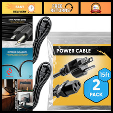 15ft Universal Power Cord (2 Pack) - IEC C13 to NEMA 5-15P, 18AWG, 10A, 125V for picture