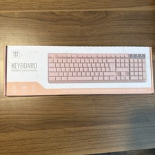 Gen Tek Ergonomic Wired Pink Keyboard Full Size USB Plug & Go With Number Pad  picture