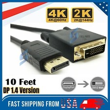 6/10/15 Ft Gold Plated DP DisplayPort to DVI-D Male Dual Link Cable 2k 4k 1080P picture