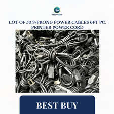 Lot of 50 3-Prong Power Cables 6FT PC, Printer Power Cord picture