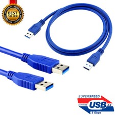 USB 3.0 A Male USB to A Male USB Cable High Speed Data Transfer Cord Blue 6 Feet picture