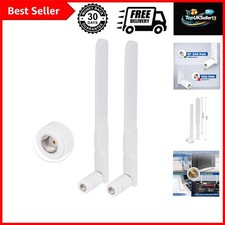 Dual Band WiFi 2.4GHz 5GHz 5.8GHz 8dBi MIMO RP-SMA Male White Antenna 2-Pack ... picture