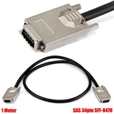 1M External SAS 34pin SFF-8470 Male to Male Data Cable w/ Thumbscrews 28AWG picture