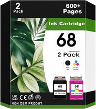 2 Pack 68 (1Black,1 Tri-Color) Ink Cartridge Compatible for 6152e 6155e 6552e picture