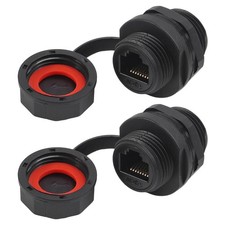 2-Pack Waterproof Shielded RJ45 Panel Mount CAT6A Ethernet Connectors with Du... picture