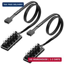 2 Pack PWM Fan Hub, PC Fan Hhub 4 Pin 1 to 5 Way Cooling Fans Power Extension Ca picture