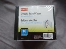 Staples Standard CD/DVD Double Jewel Case, pack of 10, transparent black hinge picture