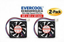 2-Pack EverCool EC6010HH12CA 60x60x10mm Slim High-Speed CPU Cooling Fan 3-Pin picture