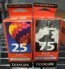 SET Genuine Factory Sealed Lexmark 75 Black & 25 Color Ink Cartridges HIGH YIELD picture