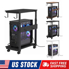 Computer Tower Stand PC Stand Mobile Rolling CPU Holder Cart Height Adjustable picture
